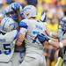 Air Force celebrates completing a two-conversion against Michigan in the fourth quarter at Michigan Stadium on Saturday. Melanie Maxwell I AnnArbor.com